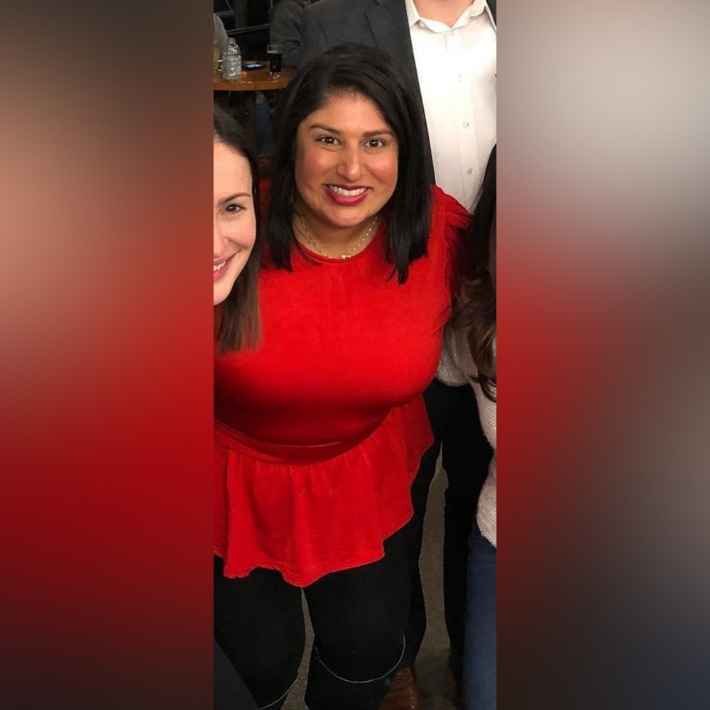 Bright red long sleeve blouse